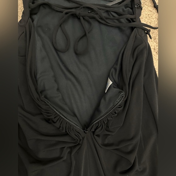 Nina Canacci Plunge V-Neck Crisscross Back Prom Evening Gown Black Size 4 - Picture 13 of 15